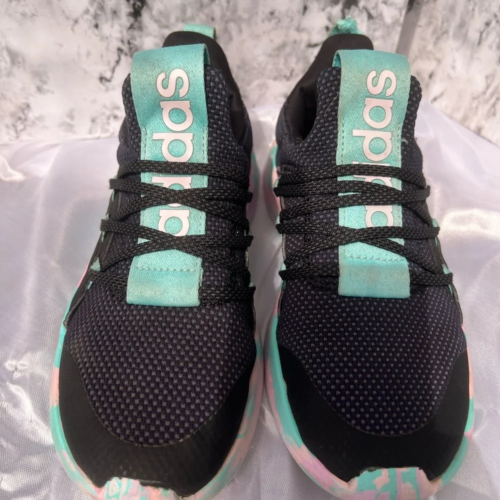 Adidas Black and Green Sneakers with Breathable Mesh